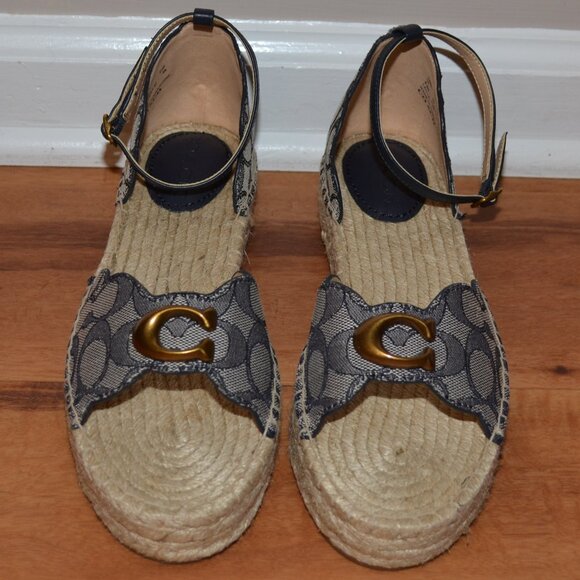Coach Dillon Midnight Navy NEW w/box Jaquard Ankle strap Espadrilles - Picture 7 of 16